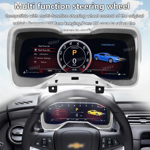 Viknav Upgrade Digital Gauge Cluster for Chevrolet Camaro 2010 -2015 Speedometer Multimedia IPS LCD Dashboard Stereo Instrument Unit