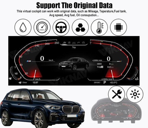 Viknav Digital Instrument Cluster 12.3 inch For BMW X6 E71 2007-2013 Linux system Vertical Screen Car Speed Meter Car Dashboard Digital Panel Head Unit