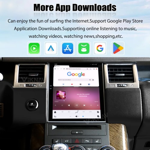 Viknav Android Radio AC Panel For Land Rover Range Sport L320 2009-2013 Wireless Carplay Android Auto Radio Touch Screen GPS Navigation Multimedia Player Air Conditioning Control(Black-RHD)