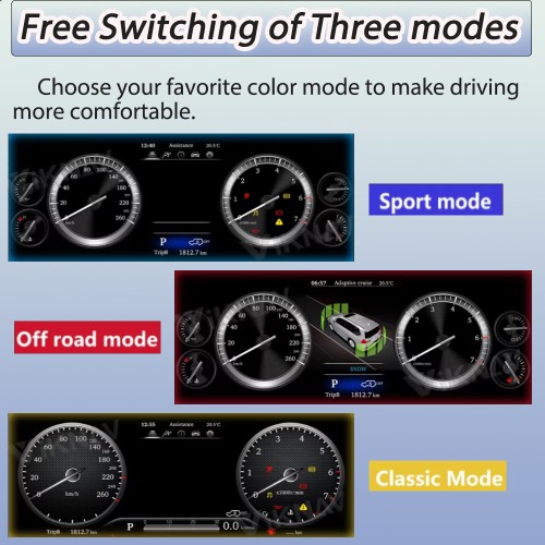 Viknav Car Instrument Panel 12.3 Inch For Toyota 4Runner 2014-2019 Linux System Digital Speedometer Dashboard Screen