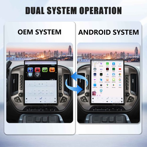 Viknav 15.6 Inch Larger Screen Car Radio For Chevrolet Silverado / GMC SIERRA 2014-2018 Android Head Unit Wirless Carplay GPS Navigation Player Autoradio (Silvery 128GB)