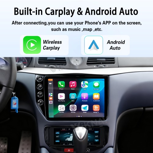 Android System 10 Inch Car Radio For  Maserati GT GC GranTurismo 2007-2017 Auto Stereo Wireless Carplay GPS Navigation Multimedia Player LHD Touch Screen 128GB(Black)