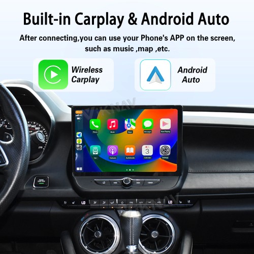 Viknav 12" Touch Screen Car Radio For Chevrolet Camaro 2020 2021 2022 2023 2024 2025 Multimedia Player Android Auto GPS Navigation Wireless Carplay (128GB)