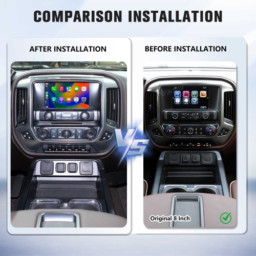 Viknav Upgrade Android Box For Chevrolet Silverado / GMC SIERRA 2014-2018  Wireless Carplay Touch Screen GPS Navigation Multimedia player Auto Stereo Head Unit( OEM 8 Inch)(64GB)