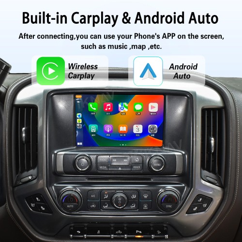 Viknav Upgrade Android Box For Chevrolet Silverado / GMC SIERRA 2014-2018  Wireless Carplay Touch Screen GPS Navigation Multimedia player Auto Stereo Head Unit( OEM 8 Inch)(64GB)