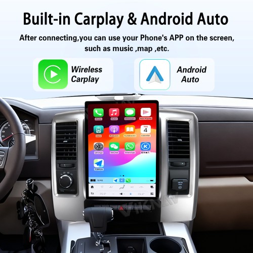 Viknav 13.8 Inch Touch Screen Car Radio For Dodge Ram 2008-2012 Upgrade Android Head Unit Wirless Carplay GPS Navigation Player Autoradio Replacement