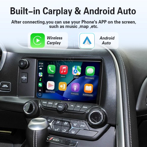 Viknav Linux Interface Box for Chevrolet Corvette C7 2013-2019 Wireless CarPlay Decoder Android Auto GPS Navigation Original Car Radio Screen