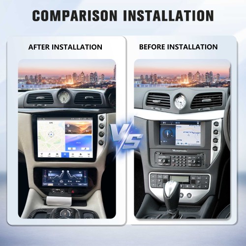 Android System 10 Inch Car Radio For Maserati GT GC GranTurismo 2007-2017 Auto Stereo Wireless Carplay GPS Navigation Multimedia Player RHD Touch Screen 128GB With Air Conditioning Panel(Silvery+AC)