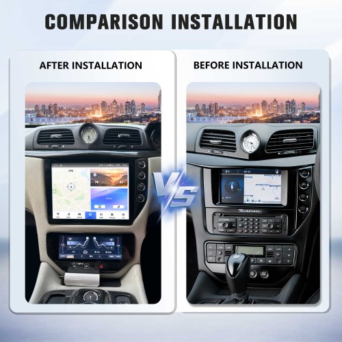 Android System 10 Inch Car Radio For Maserati GT GC GranTurismo 2007-2017 Auto Stereo Wireless Carplay GPS Navigation Multimedia Player RHD Touch Screen 128GB With Air Conditioning Panel(Black+AC)