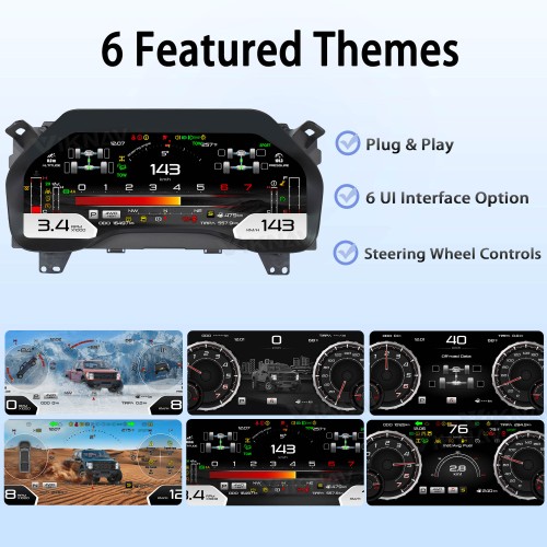 Viknav 13.1inch For Ford F150 2015-2022 LCD Digital Cluster Dashboard Panel Speedometer Screen Virtual Instrument Cluster Virtual Cockpit