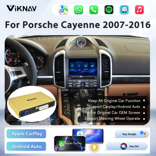 Viknav Linux System Wireless Carplay Android Auto Decoder Box for Porsche Cayenne 2007-2016 Upgrade Interface Decoding Box Autolink Airplay