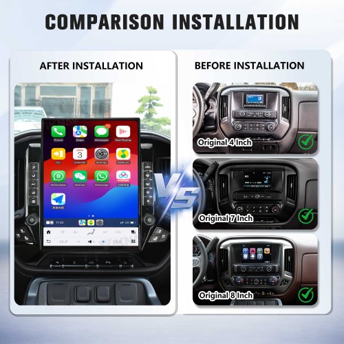 Viknav 15.6 Inch Larger Screen Car Radio For Chevrolet Silverado / GMC SIERRA 2014-2018  Android Head Unit Wirless Carplay GPS Navigation Player Autoradio (black 128GB)