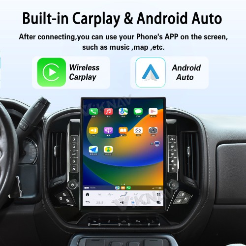 Viknav 15.6 Inch Larger Screen Car Radio For Chevrolet Silverado / GMC SIERRA 2014-2018  Android Head Unit Wirless Carplay GPS Navigation Player Autoradio (black 128GB)