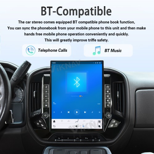 Viknav 15.6 Inch Larger Screen Car Radio For Chevrolet Silverado / GMC SIERRA 2014-2018  Android Head Unit Wirless Carplay GPS Navigation Player Autoradio (black 128GB)