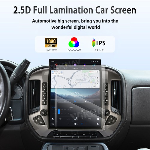 Viknav 15.6 Inch Larger Screen Car Radio For Chevrolet Silverado / GMC SIERRA 2014-2018 Android Head Unit Wirless Carplay GPS Navigation Player Autoradio (Silvery 128GB)