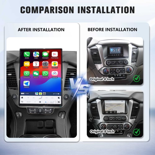 Viknav 15.6 inch Large Screen Car Radio For Chevrolet Tahoe Suburban GMC Yukon 2014-2020 Andriod Auto Radio Multimedia Player Wireless Carplay GPS Navigation Head Unit (128GB )