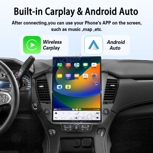 Viknav 15.6 inch Large Screen Car Radio For Chevrolet Tahoe Suburban GMC Yukon 2014-2020 Andriod Auto Radio Multimedia Player Wireless Carplay GPS Navigation Head Unit (128GB )