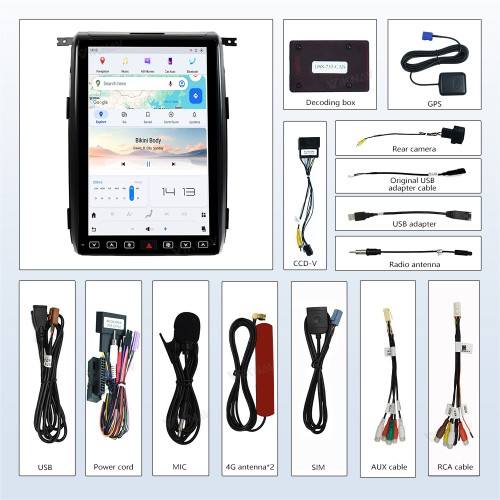 Viknav 14.4 Inch Car Radio Android For Ford F150 2013-2014 Stereo Wireless Carplay Android Auto Touch Screen GPS Navigation Multimedia player 128GB