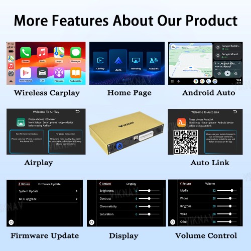 Viknav Linux System Wireless Carplay Android Auto Decoder Box for Porsche Cayman PCM 3.1 2010-2016 Decoding Box Upgrade Interface Autolink Airplay