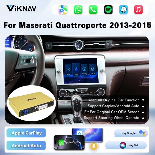 Viknav Linux System Wireless Carplay Android Auto Decoder Box for Maserati Quattroporte 2013-2015 Decoding Box Upgrade Interface Autolink Airplay