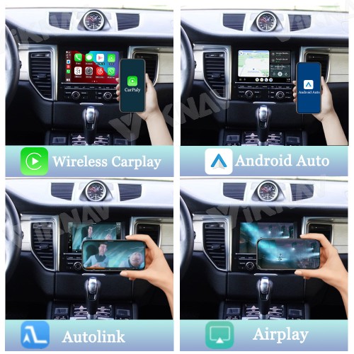 Viknav Linux System Wireless Carplay Android Auto Decoder Box for Porsche Macan PCM 3.1 2014-2016 PCM 4.0 2017 Decoding Box Upgrade Interface Autolink Airplay
