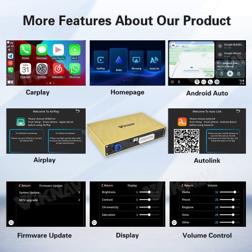 Viknav Linux Interface Box for Chevrolet Corvette C7 2013-2019 Wireless CarPlay Decoder Android Auto GPS Navigation Original Car Radio Screen