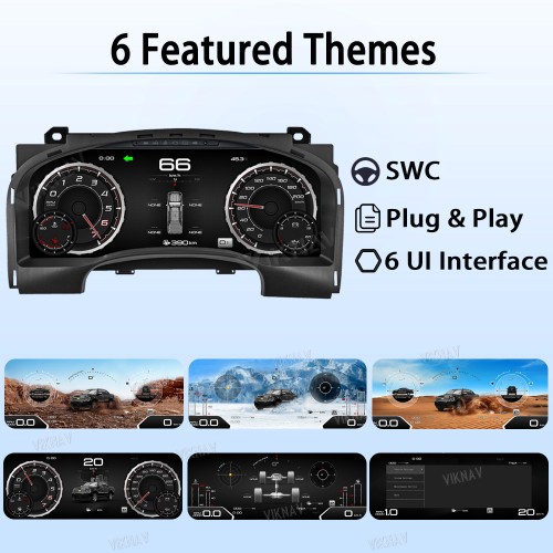 Viknav 15.1 Inch LCD Screen Car Digital Cluster For GMC Yukon Chevrolet Silverado Tahoe Suburban 2007-2013 Linux System Car Digital Speedometer Dashboard Panel Instrument Panel Virtual Cockpit