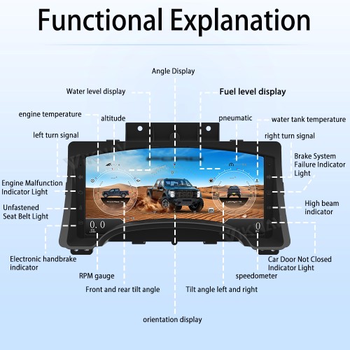 Viknav 15.1inch For Ford F150 2009-2014 LCD Digital Cluster Dashboard Panel Speedometer Screen Virtual Instrument Cluster Virtual Cockpit