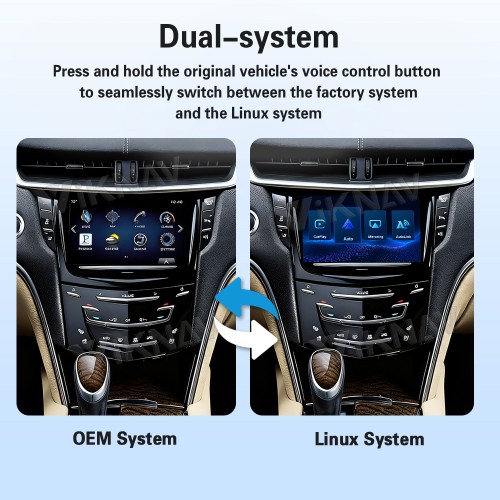 Viknav  Linux System Decoder Box for Cadillac XTS 2013-2018  Wireless CarPlay Android Auto Upgrade Interface Retain OEM CUE Screen & Functions