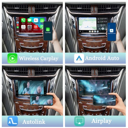 Viknav Linux System Wireless Carplay Android Auto Decoder Box for Cadillac CTS 2014-2015 Upgrade Interface Retain OEM Screen & Functions