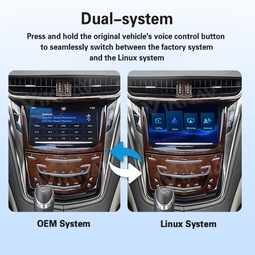 Viknav Linux System Wireless Carplay Android Auto Decoder Box for Cadillac CTS 2014-2015 Upgrade Interface Retain OEM Screen & Functions