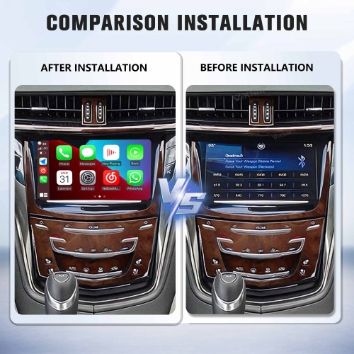 Viknav Linux System Wireless Carplay Android Auto Decoder Box for Cadillac CTS 2014-2015 Upgrade Interface Retain OEM Screen & Functions