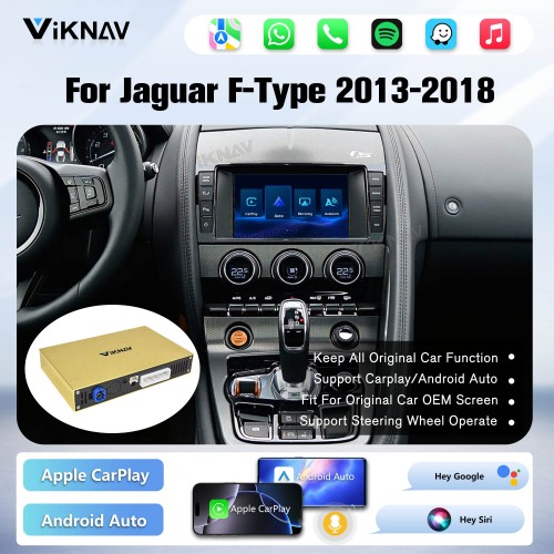 Viknav Linux System Wireless Carplay Android Auto Decoder Box For Jaguar F-Type 2013-2018 GPS Navigatipn Original Car Radio Screen