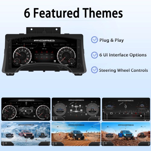 Viknav 14.4 Inch Car Radio Android and Digital Cluster Dashboard Panel Speedometer For Ford F150 2009-2012 Stereo Wireless Carplay Android Auto Touch Screen GPS Navigation Multimedia Player