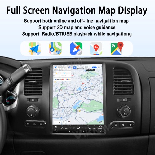 Viknav Car radio For Chevrolet Silverado GMC SIERRA 2007-2013 Vertical Screen 12.1 INCH Car Stereo DVD player GPS Navigation Head UNIT (128gb)