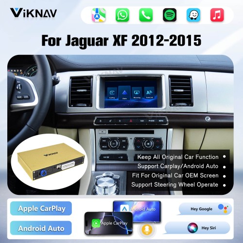 Viknav Linux System Wireless Carplay Android Auto Decoder Box For Jaguar XF 2012-2015 GPS Navigatipn Original Car Radio Screen