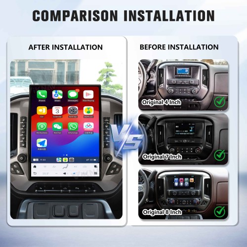 Viknav 15.6 inch Touch Screen Android Car Radio For Chevrolet Silverado GMC SIERRA 2014-2018 Wireless Carplay GPS Navigation With 13 Inch Car Digital Cluster