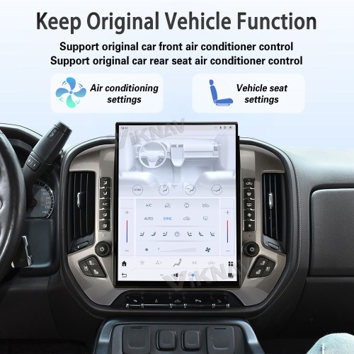 Viknav 15.6 inch Touch Screen Android Car Radio For Chevrolet Silverado GMC SIERRA 2014-2018 Wireless Carplay GPS Navigation With 13 Inch Car Digital Cluster