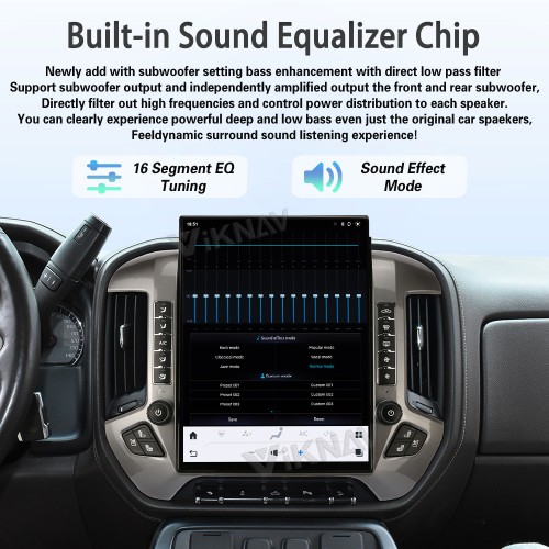 Viknav 15.6 inch Touch Screen Android Car Radio For Chevrolet Silverado GMC SIERRA 2014-2018 Wireless Carplay GPS Navigation With 13 Inch Car Digital Cluster