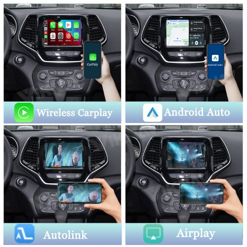 Viknav Linux System Wireless Carplay Android Auto Decoder Box For Jeep Cherokee 2014-2019 Navigation Original Car Radio Screen