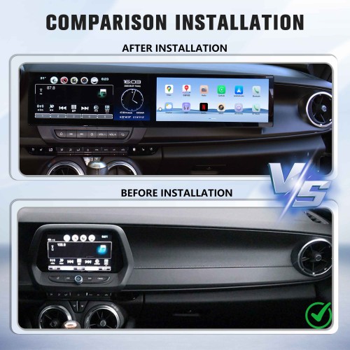 Viknav 26" Dual Touch Screen Car Radio For Chevrolet Camaro 2016 2017 2018 Multimedia Player Android Auto GPS Navigation Wireless Carplay (OEM 7 Inch)