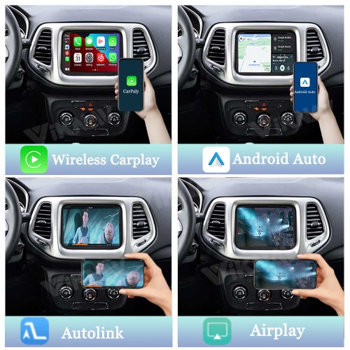 Viknav Linux System Decoder Box for Jeep Compass Wireless CarPlay Android Auto Upgrade Interface Retain OEM CUE Screen & Functions
