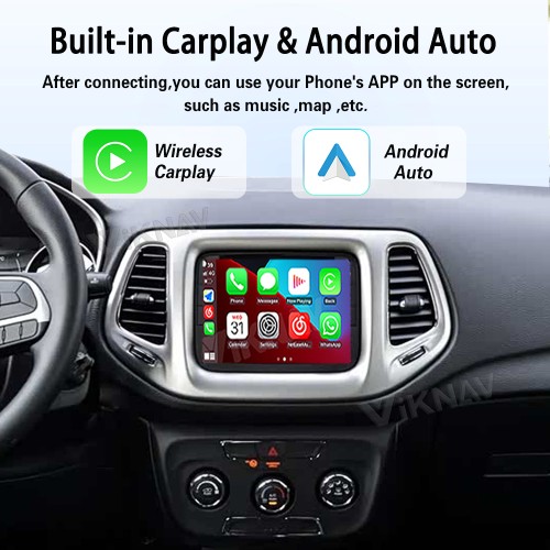 Viknav Linux System Decoder Box for Jeep Compass Wireless CarPlay Android Auto Upgrade Interface Retain OEM CUE Screen & Functions