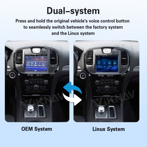 Viknav linux system wireless carplay android auto decoder box for Chrysler 300c 2012-2016 GPS Navigatipn Original Car Radio Screen