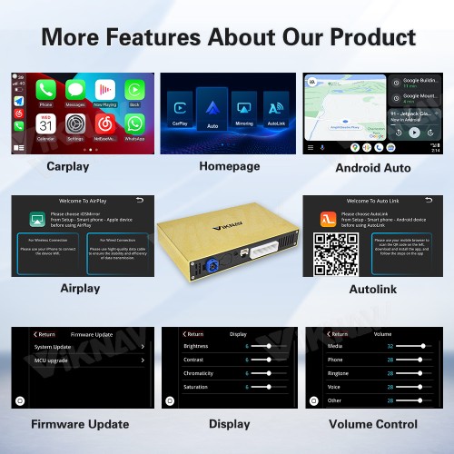 Viknav Linux System Decoder Box for Nissan Patrol Wireless CarPlay Android Auto Upgrade Interface Retain OEM CUE Screen & Functions