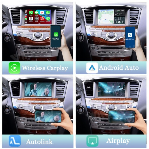 Viknav Linux System Decoder Box for Infiniti QX60 2014-2020 Wireless CarPlay Android Auto Upgrade Interface Retain OEM CUE Screen & Functions