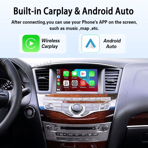 Viknav Linux System Decoder Box for Infiniti QX60 2014-2020 Wireless CarPlay Android Auto Upgrade Interface Retain OEM CUE Screen & Functions