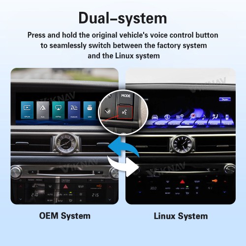 Viknav Linux Interface Box for Lexus GS 2007 -2020 Wireless CarPlay Decoder Android Auto GPS Navigation Original Car Radio Screen