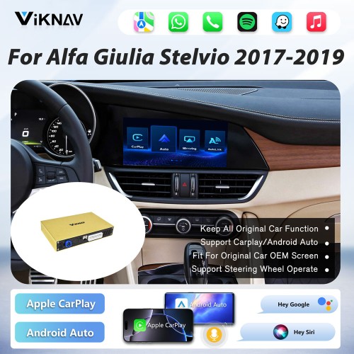 Viknav linux system wireless carplay android auto decoder box for Alfa Giulia Stelvio 2017-2019 GPS Navigatipn Original Car Radio Screen