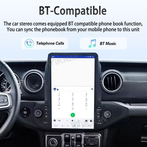ViKNAV 13.6 Inch Android Car Radio For Jeep Wrangler 2018-2021 Multimedia Player Carplay Screen Navigation Head Unit
